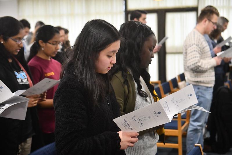 Students attend mass together